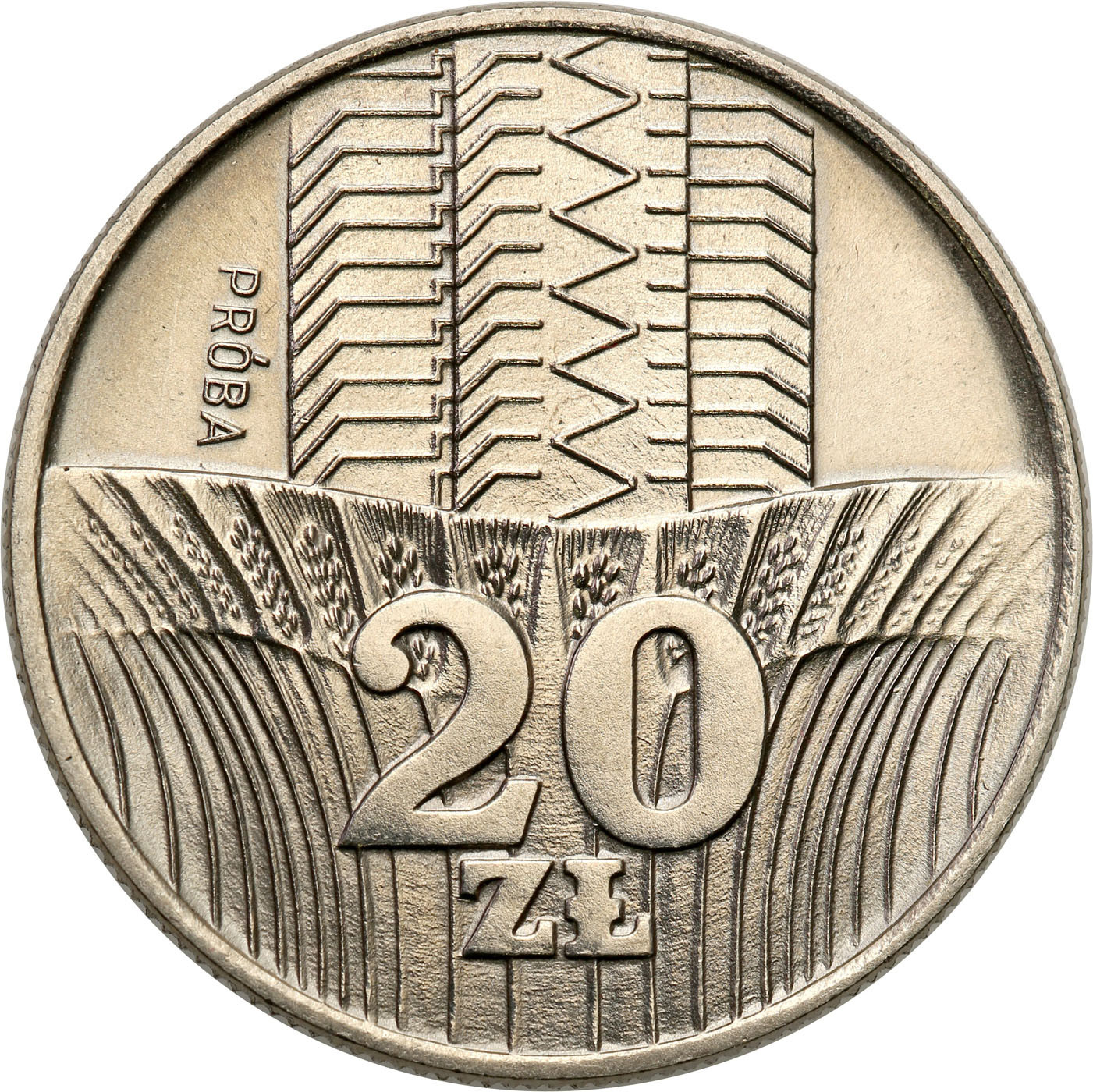 PRL. PRÓBA Nikiel 20 złotych 1973 - wieżowiec